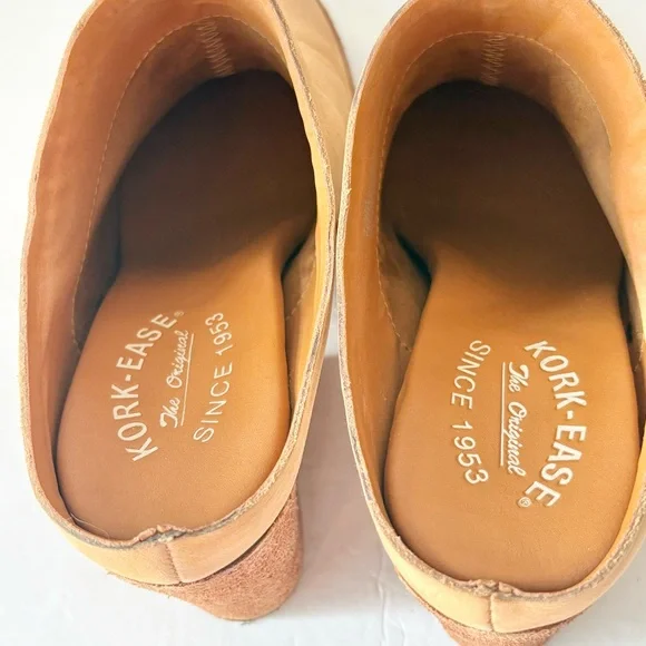 Kork Ease Challis Tan Leather Heeled Mules Shoes - Picture 5 of 8